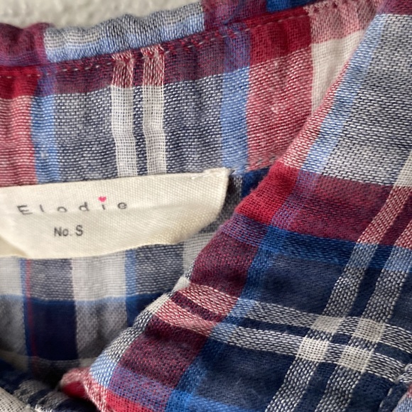 Light cotton sleeveless blouse, size small. Red, white and blue checks. - Picture 3 of 5